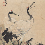 王雪涛 双鹤松 纸本 67X135.6cm