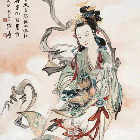 张大千人物画在华艺国际秋拍 “天女散花”