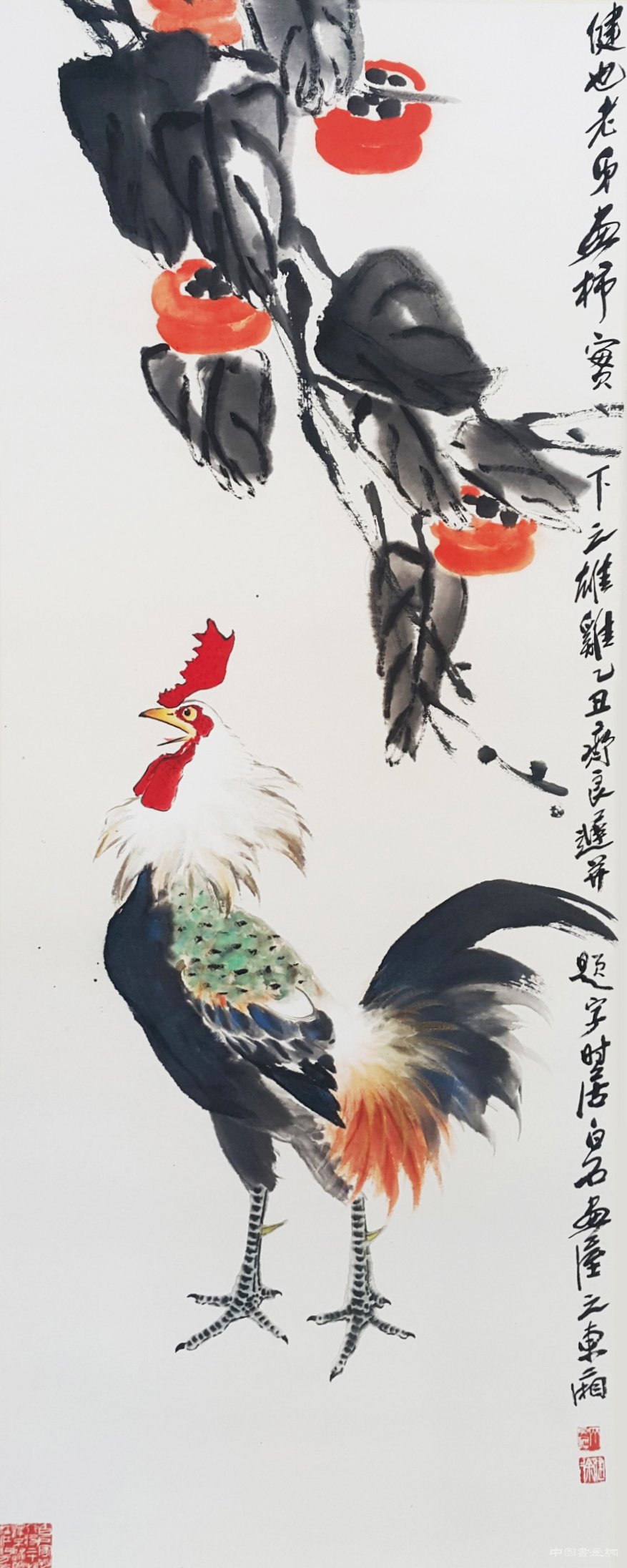 雄鸡红柿(齐良迟画柿并题)