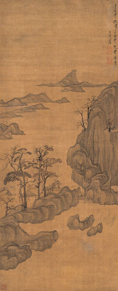 陈洪绶 幽亭听泉图
