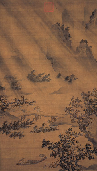 戴进 风雨归舟图