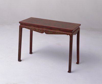 红漆雕填戗金琴桌