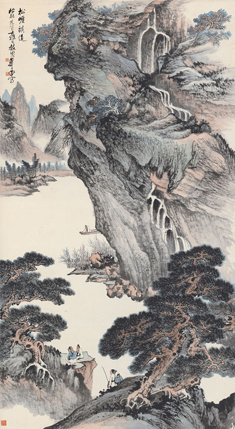 郑昶 松崖谈道图