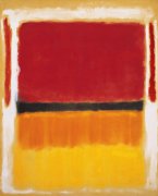 Untitled (Violet, Black, Orange, Yellow on White and Red)
