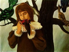 Young girl eating a bird (The pleasure