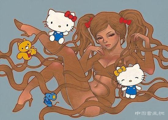 唯美纯净的绘画美学:少女身体与植物融为一体