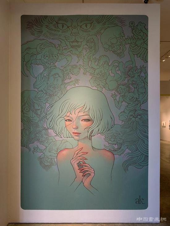 唯美纯净的绘画美学：少女身体与植物融为一体