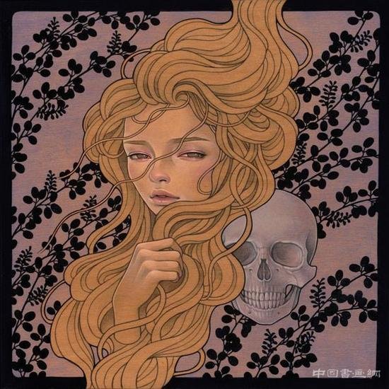 唯美纯净的绘画美学:少女身体与植物融为一体