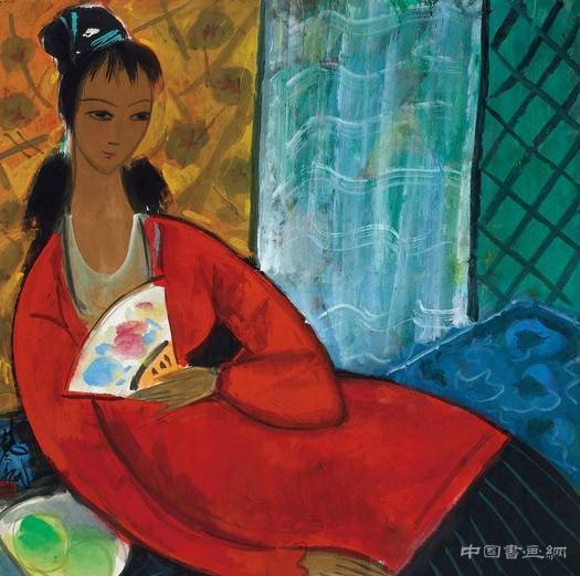 林风眠《红衣仕女》：难得一见的林氏“图谱”