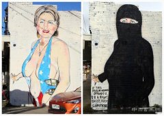 <b>澳街头艺术家绘制希拉里泳装漫画遭封号</b>