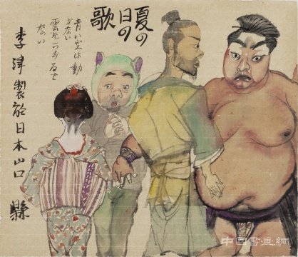 《山口相扑》 43×38cm 纸本设色 2016
生活的自由与霓虹 李津个展“九州行”亮相玉兰堂