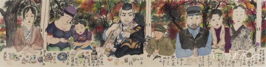 《京都晚红》 2016 纸本设色 37×137cm
生活的自由与霓虹 李津个展“九州行”亮相玉兰堂