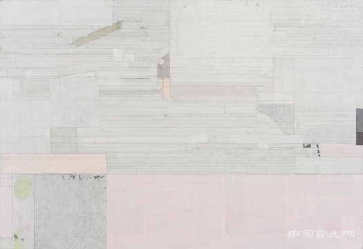 梁铨 《梅林-村之一》100x147cm 色、墨、宣纸拼贴于亚麻布 2010-2011
日高车马隔尘行 蜂巢当代艺术中心年终特展”车马之行“开幕
