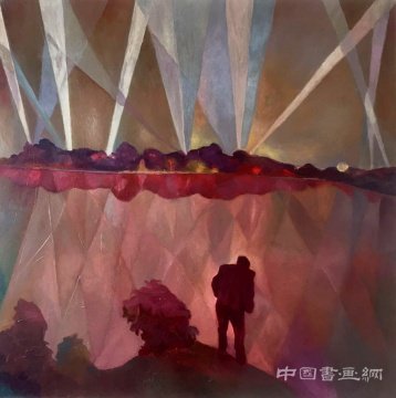 王顷 《湖光》100×100cm 布面油画 2015
日高车马隔尘行 蜂巢当代艺术中心年终特展”车马之行“开幕