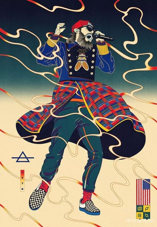 浮世绘风格与篮球融合的插画