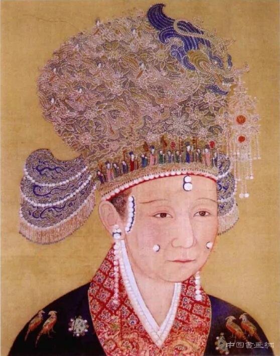 宋徽宗皇后画像,贴了不少面靥