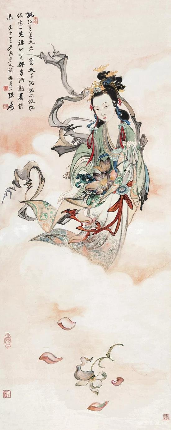 张大千人物画在华艺国际秋拍 “天女散花”