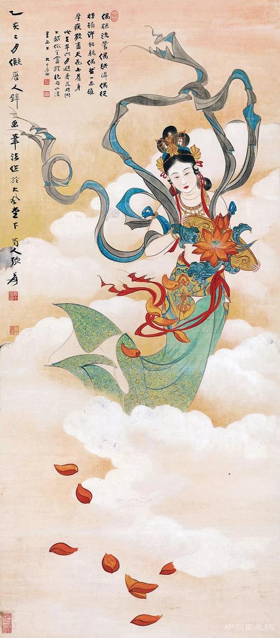 张大千人物画在华艺国际秋拍 “天女散花”