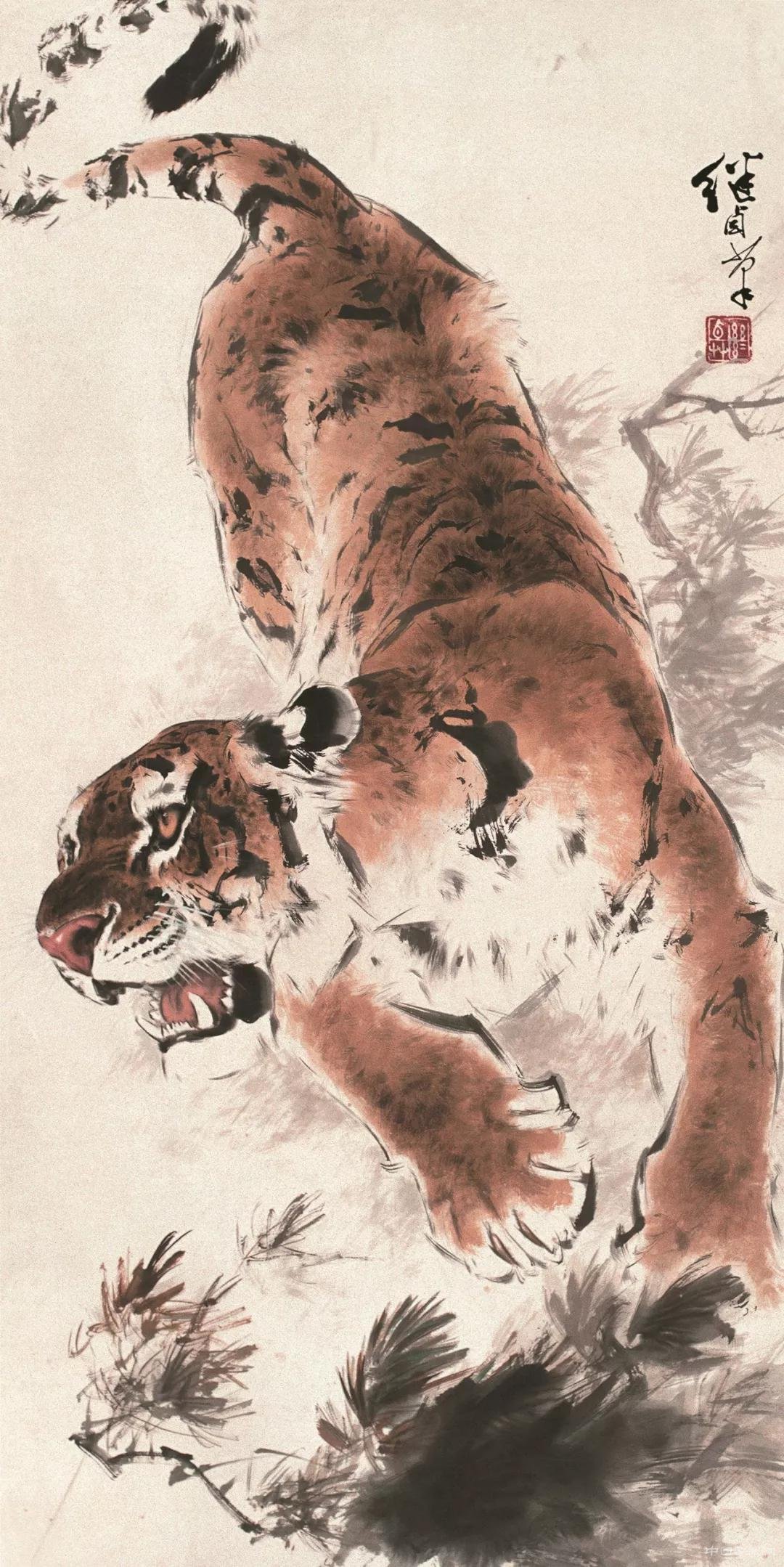 刘继卣 虎 13567cm 中国画 中国国家画院藏