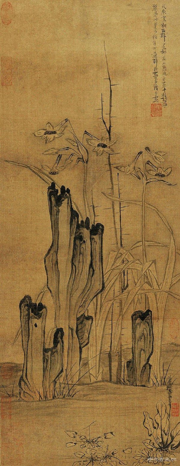“金盏银台”与文物:古画、盆景、服饰中的水仙