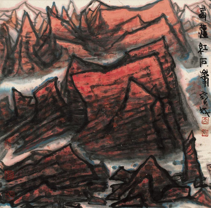 《西疆红石峰》