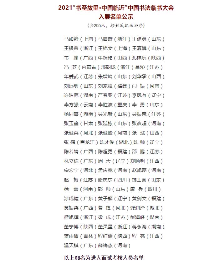2021书圣故里•中国临沂中国书法临书大会评审结束 205位作者作品入展