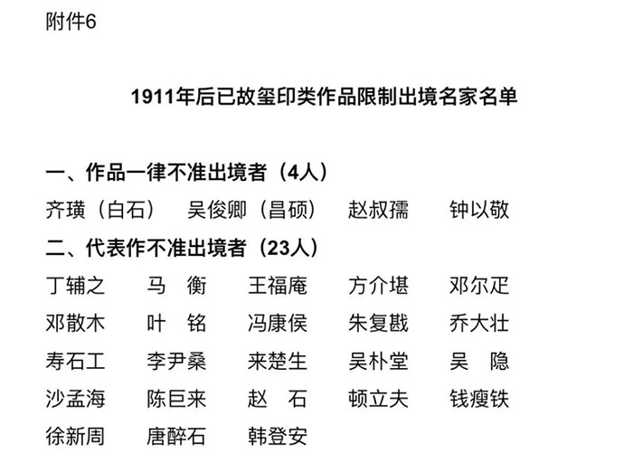  国家文物局公布8类限制出境作品名家名单