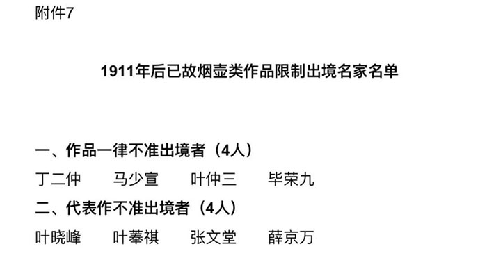  国家文物局公布8类限制出境作品名家名单