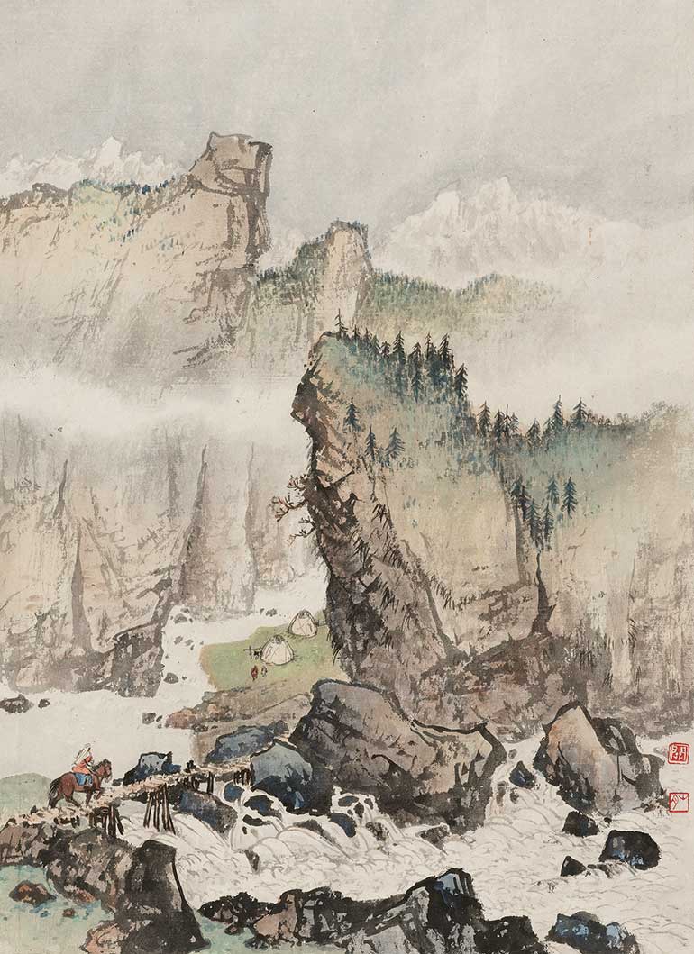 “塞外驼铃：关山月1940年代西北写生与敦煌临摹专题展”在新疆美术馆开幕